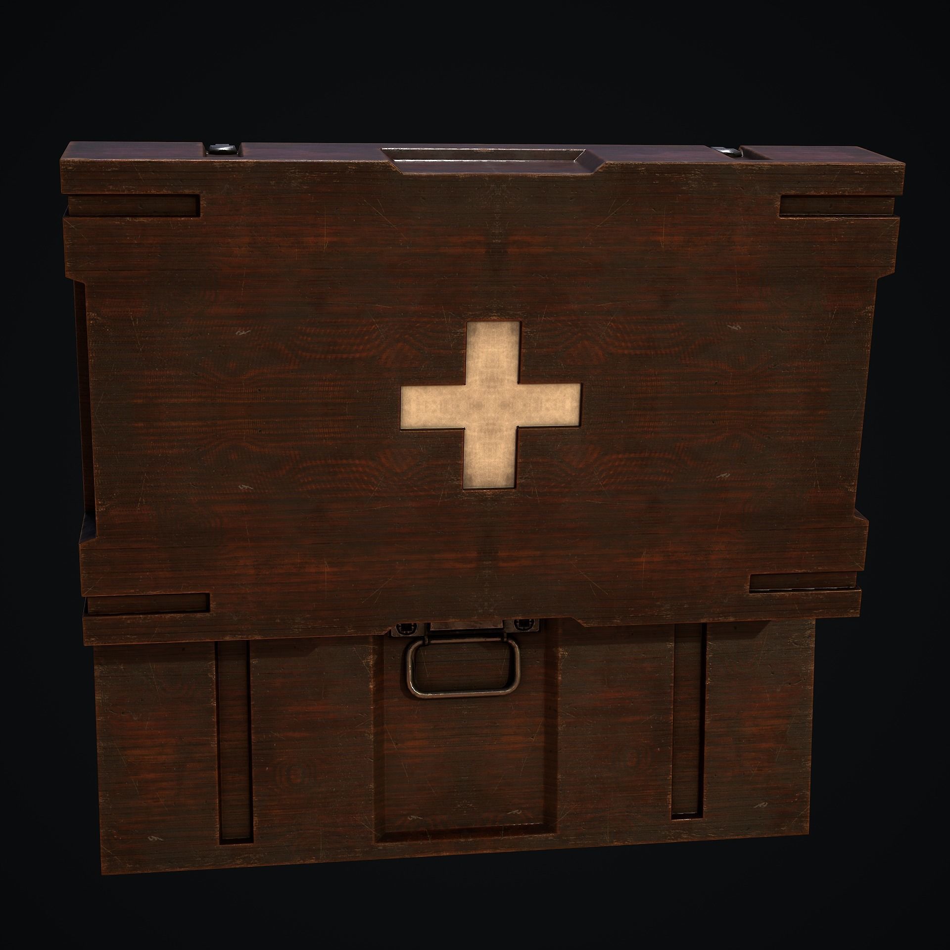 Wooden Health Box Low-poly 3D model_7