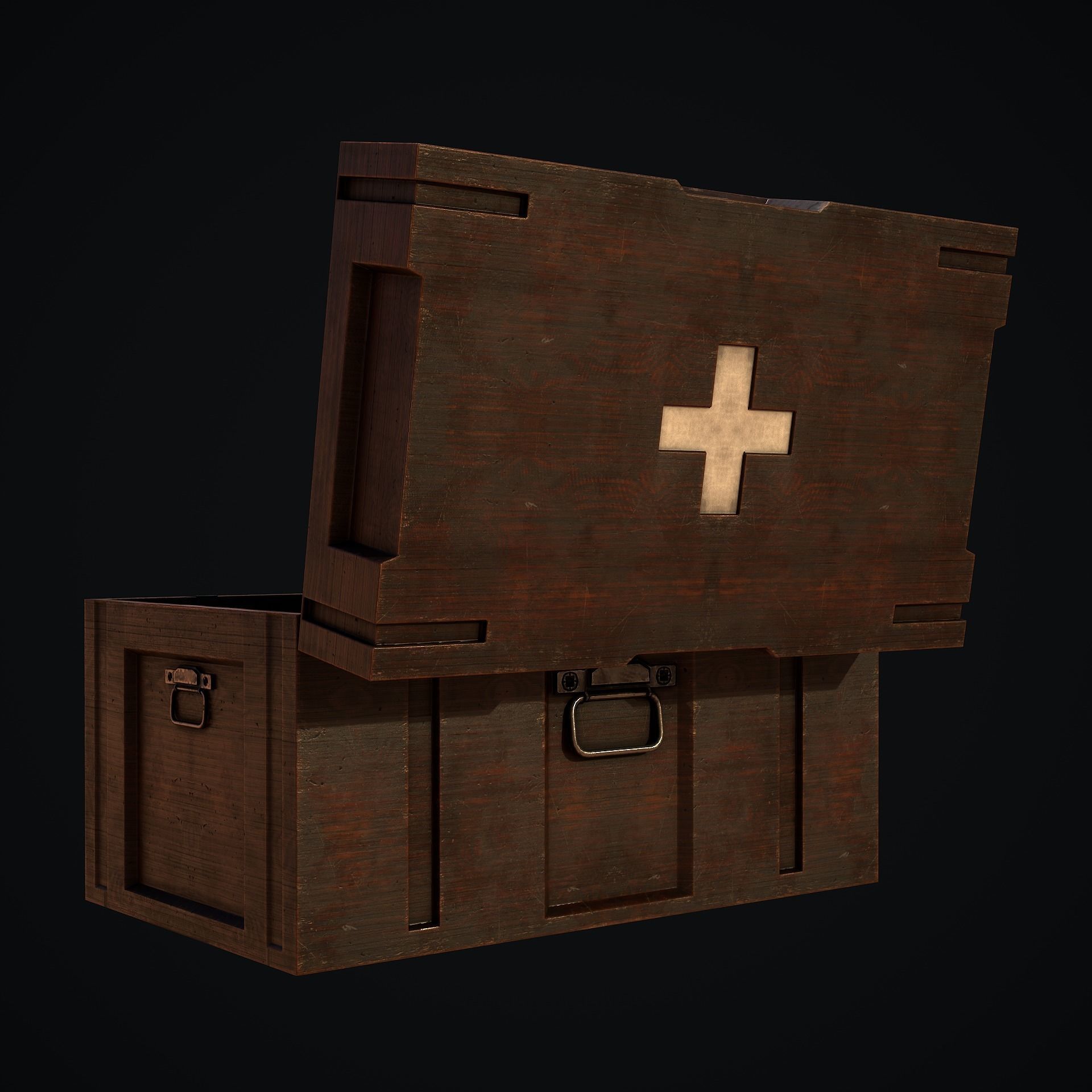 Wooden Health Box Low-poly 3D model_3
