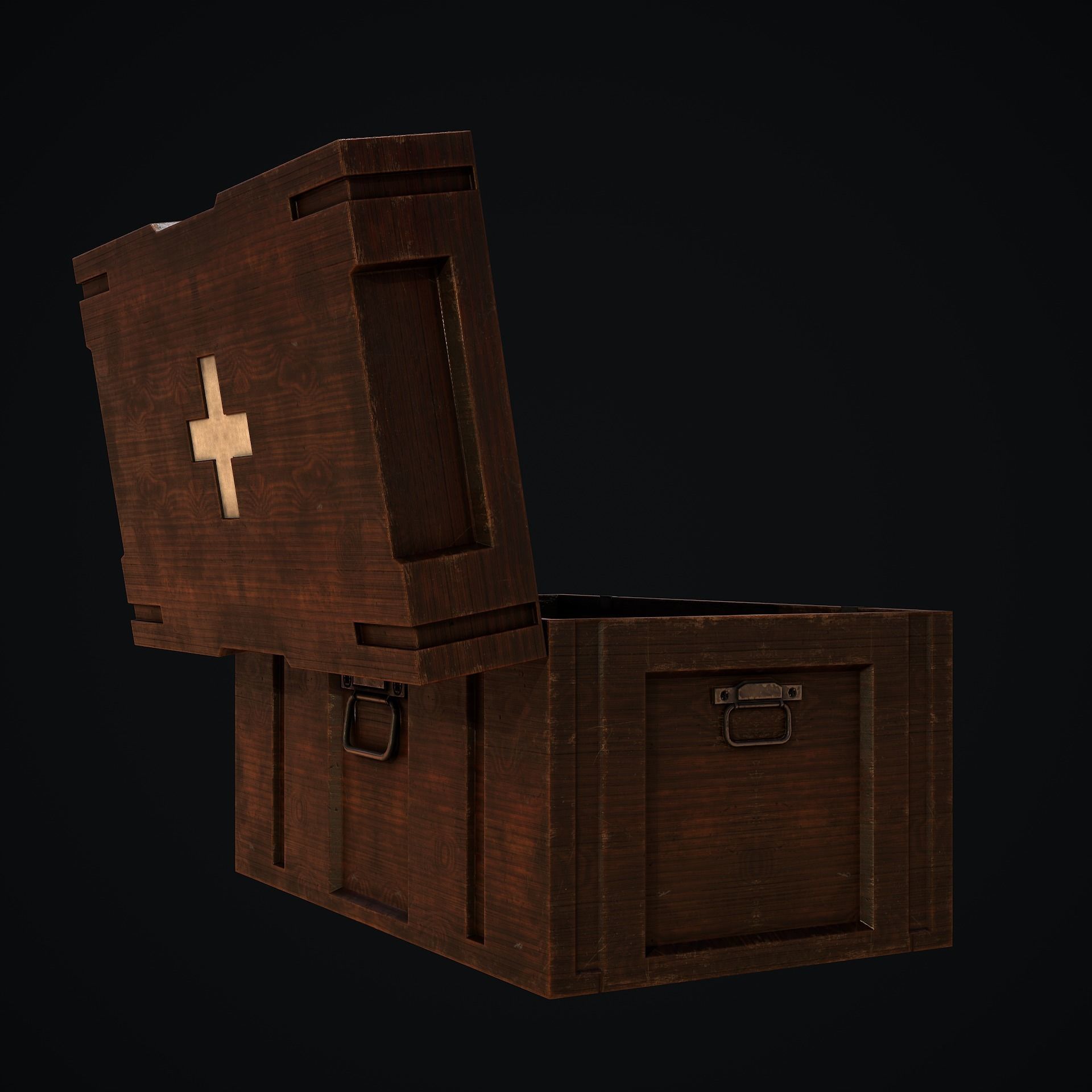 Wooden Health Box Low-poly 3D model_4