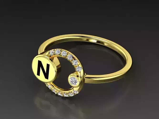 Alphabet Jewelry Rings Letter N 3D print model