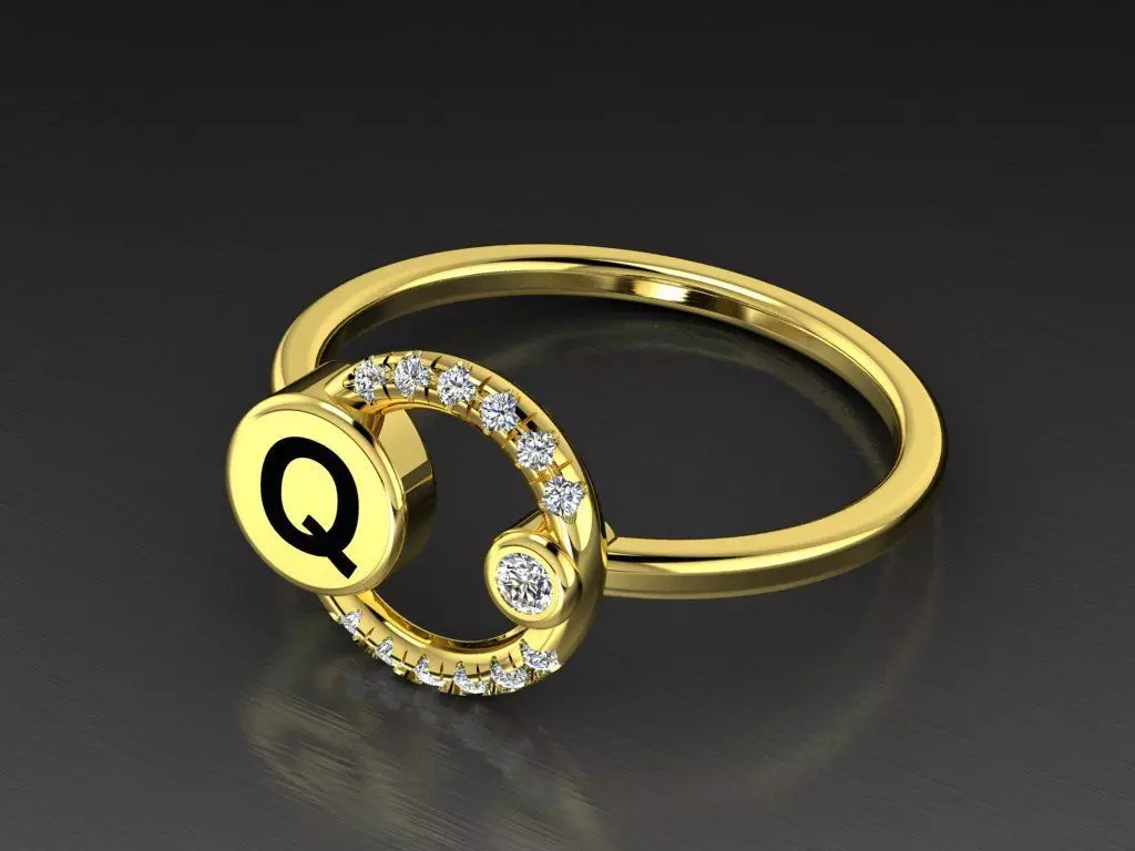 Alphabet Jewelry Rings Letter Q Free 3D print model