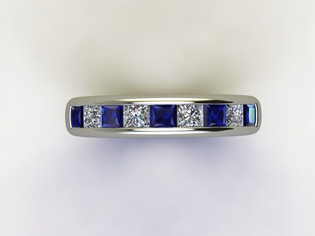 10098 sapphire and diamond wedding ring 3D print model_3