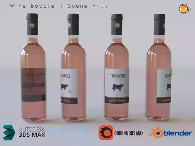 Wine Bottle 1 Scene Fill Var1  Rose Wine Glass