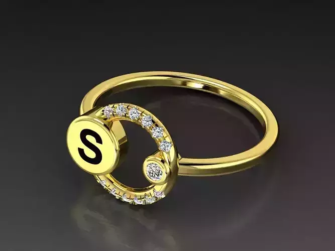 Alphabet Jewelry Rings Letter S