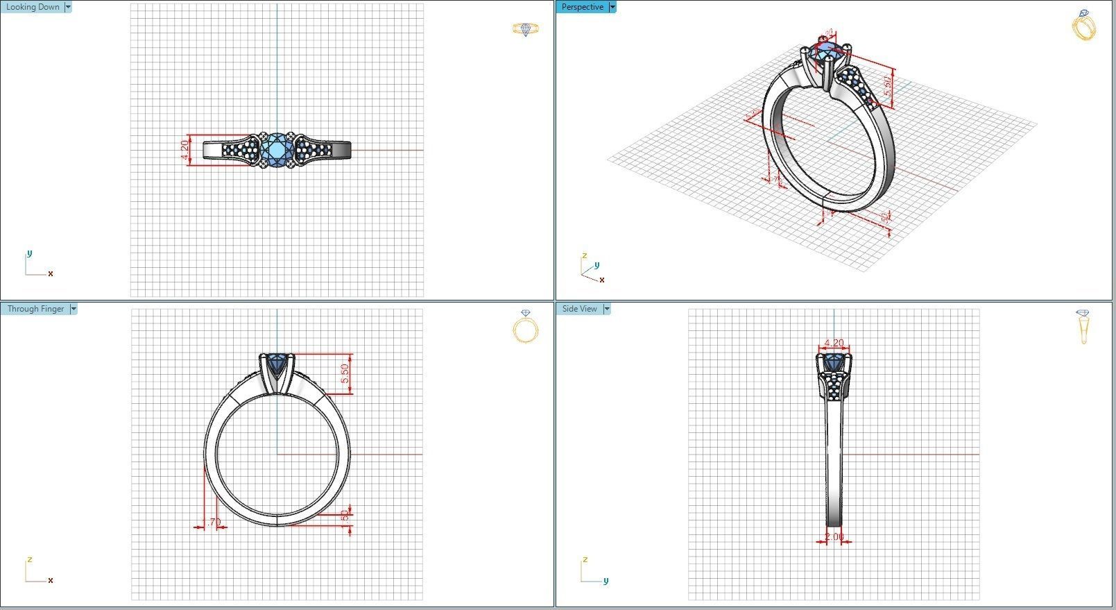 10101 diamond engagement ring 3D print model_5