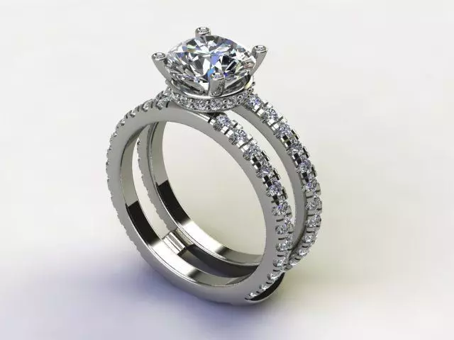 10103 diamond engagement ring set gold 3D print model