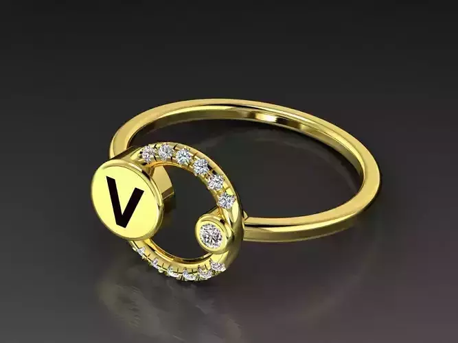 Alphabet Jewelry Rings Letter V