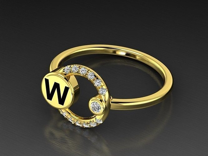 Alphabet Jewelry Rings Letter W 3D print model