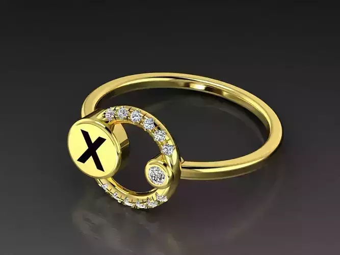 Alphabet Jewelry Rings Letter X