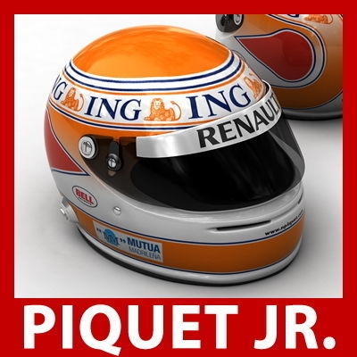 Helmet F1 2009 Fernando Alonso and Nelson Piquet 3D model_2