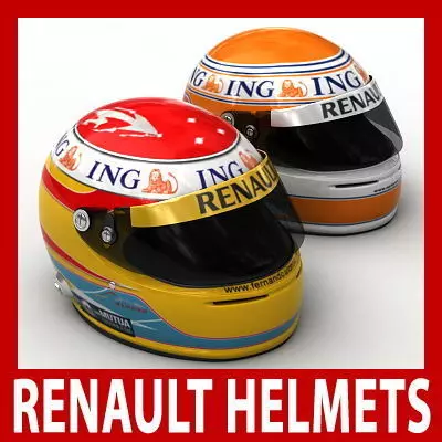 Helmet F1 2009 Fernando Alonso and Nelson Piquet 3D model_0