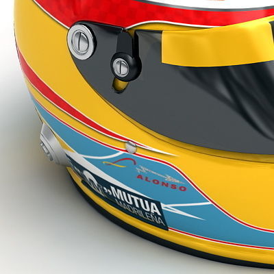 Helmet F1 2009 Fernando Alonso and Nelson Piquet 3D model_5