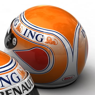 Helmet F1 2009 Fernando Alonso and Nelson Piquet 3D model_4