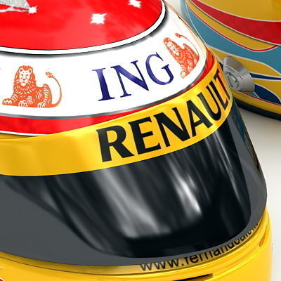 Helmet F1 2009 Fernando Alonso and Nelson Piquet 3D model_7
