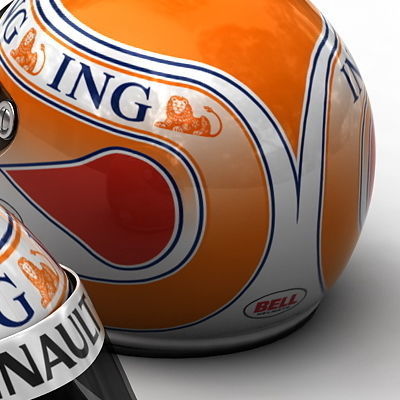 Helmet F1 2009 Fernando Alonso and Nelson Piquet 3D model_12