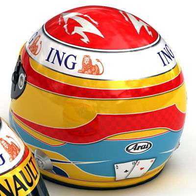 Helmet F1 2009 Fernando Alonso and Nelson Piquet 3D model_3