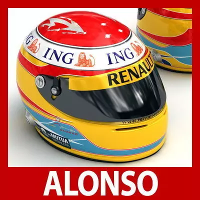 Helmet F1 2009 Fernando Alonso 3D model_0
