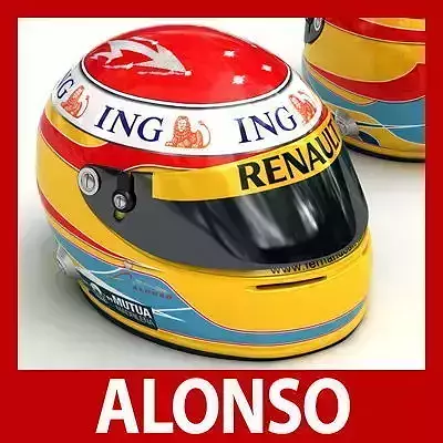 Helmet F1 2009 Fernando Alonso 3D model