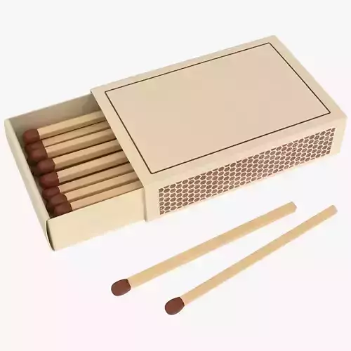 Matchbox matches in box Low-poly 3D model