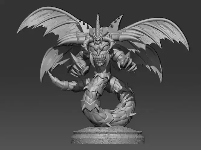 Yu-Gi-Oh statue of dragon with wings 3D print model