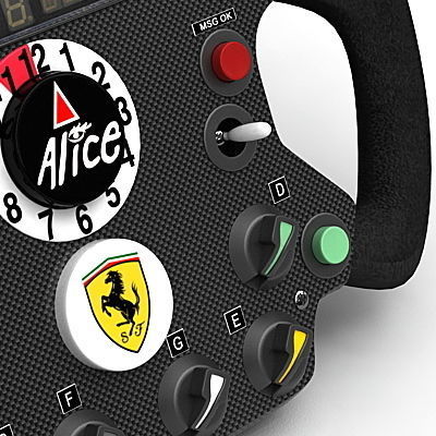 F1 Ferrari Steering Wheel 3D model_7