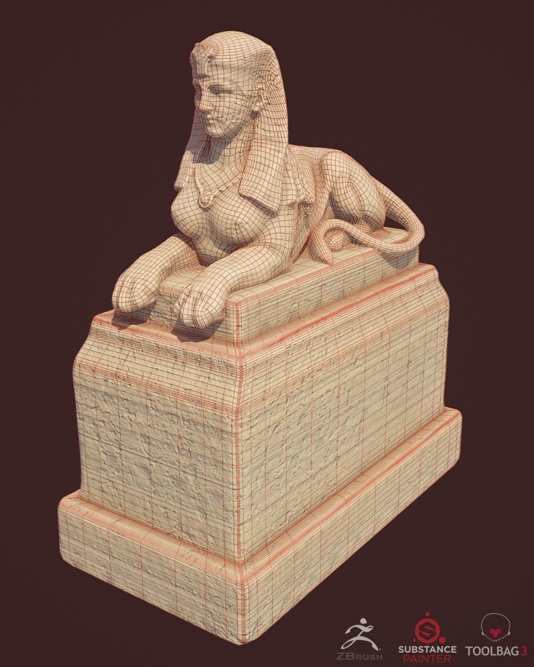Sphinx Egypt Low-poly 3D model_9