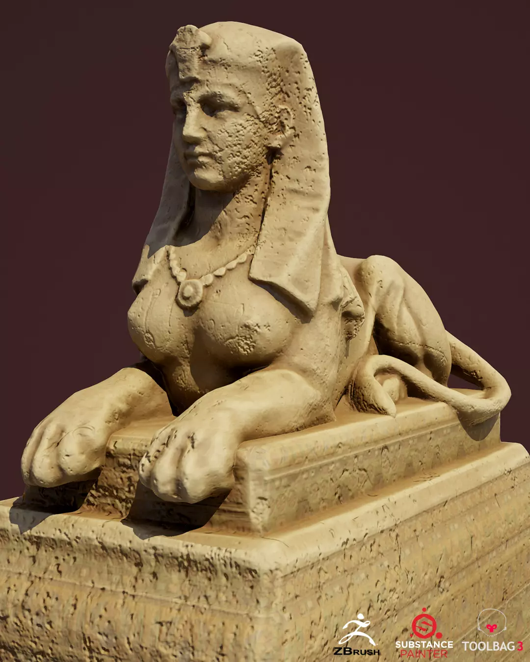 Sphinx Egypt Low-poly 3D model_0