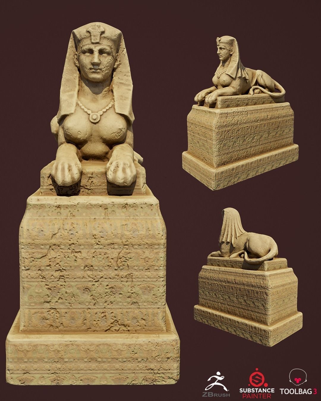 Sphinx Egypt Low-poly 3D model_2