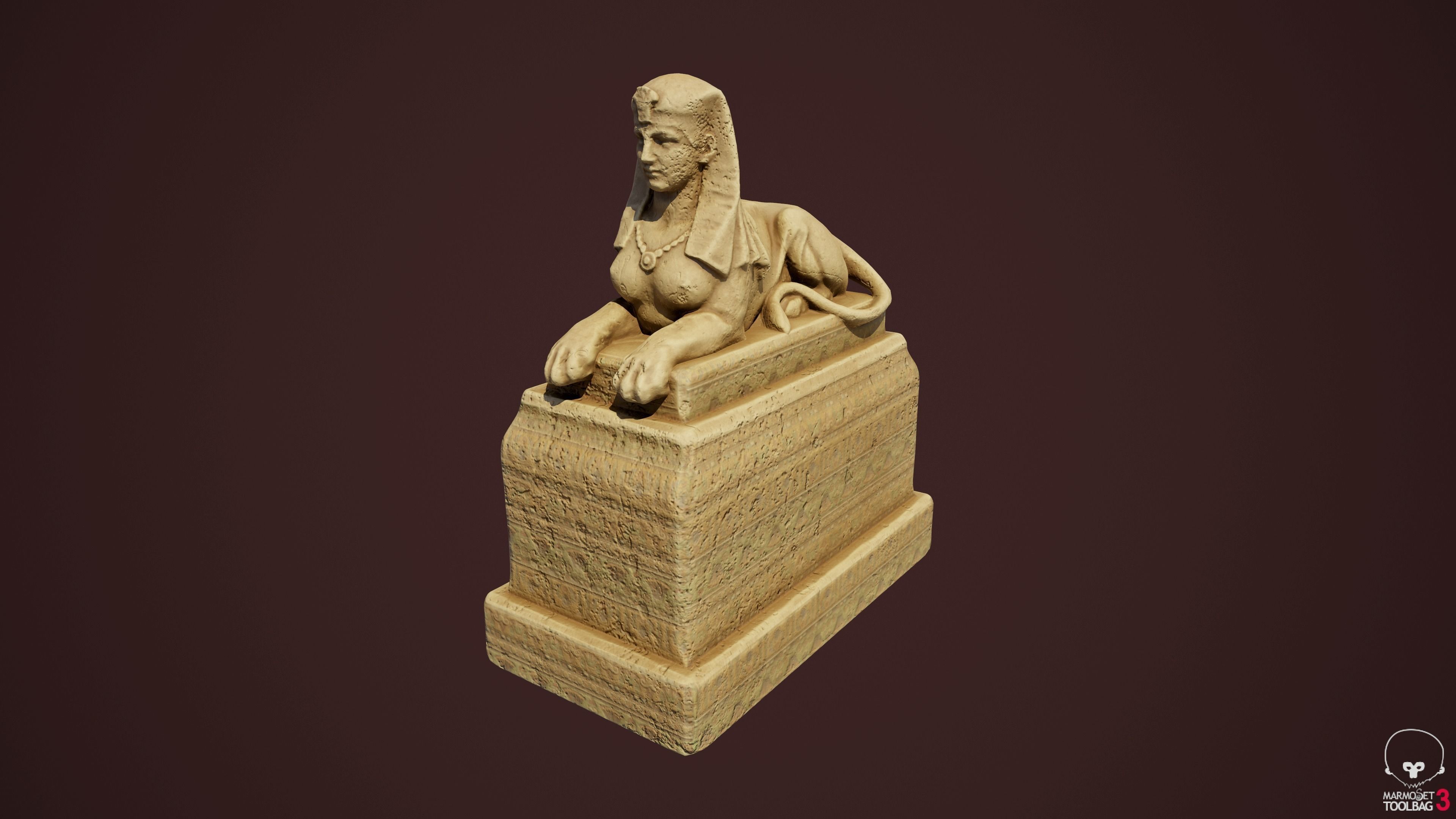 Sphinx Egypt Low-poly 3D model_3