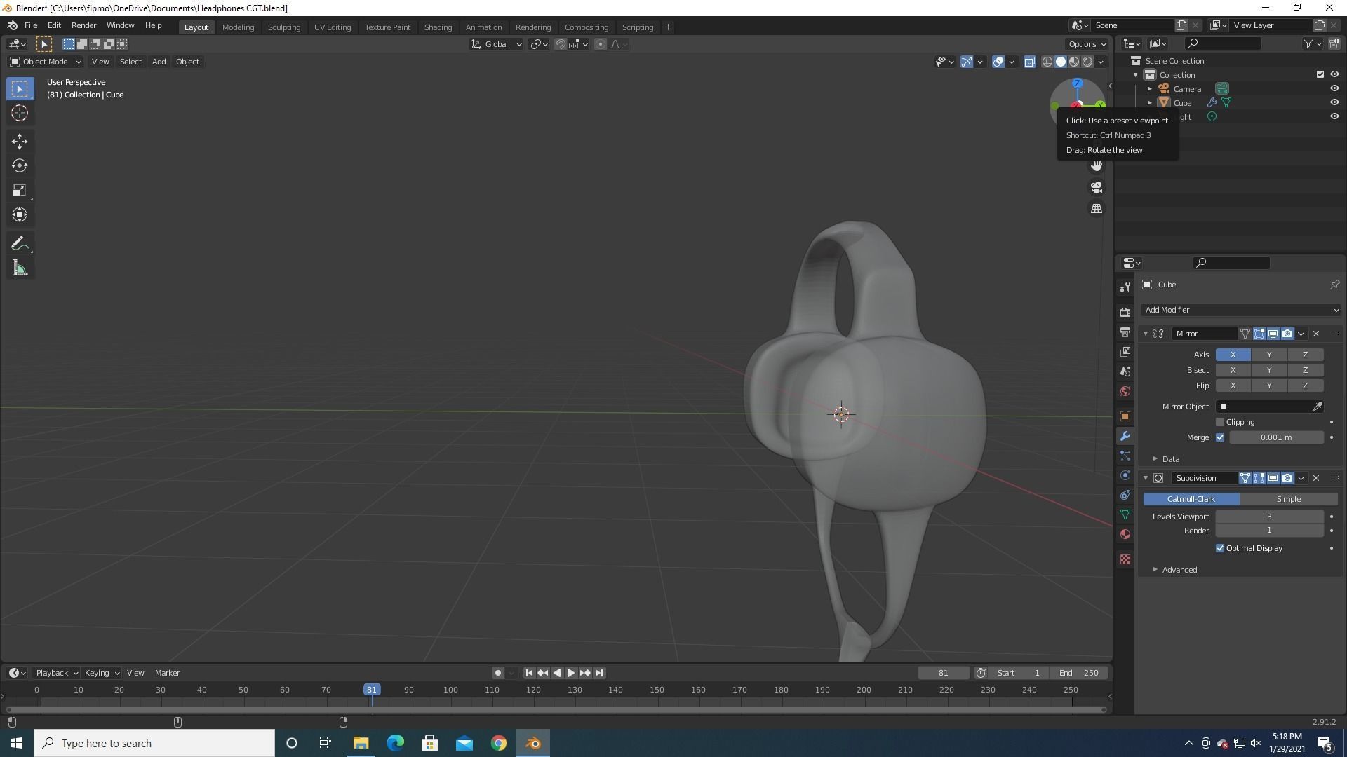 Semi low poly headphones Low-poly 3D model_1