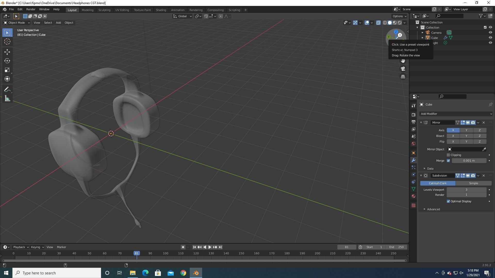 Semi low poly headphones Low-poly 3D model_3