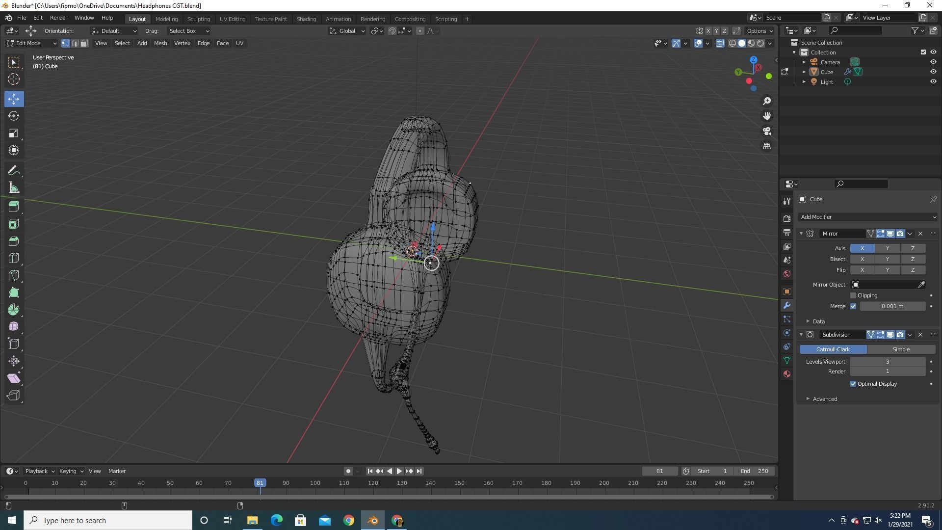 Semi low poly headphones Low-poly 3D model_4