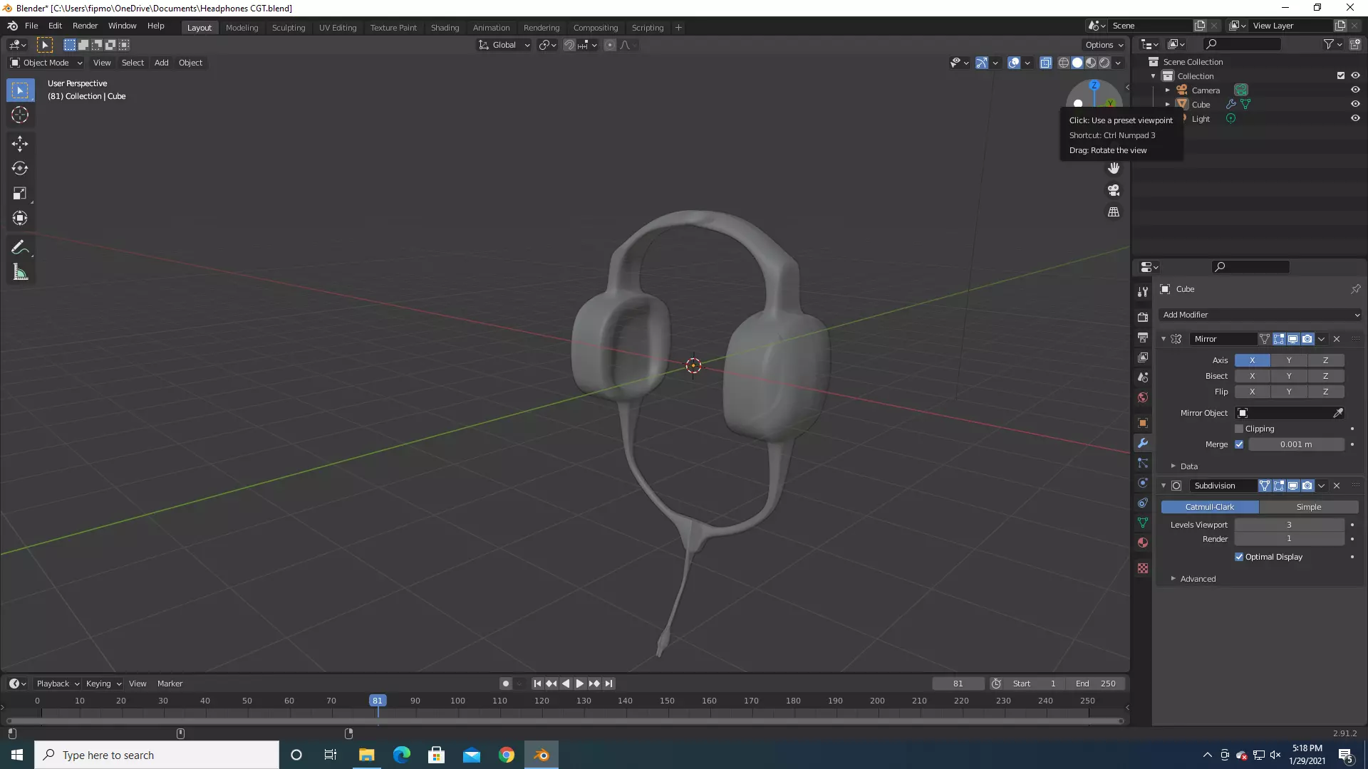 Semi low poly headphones Low-poly 3D model_0