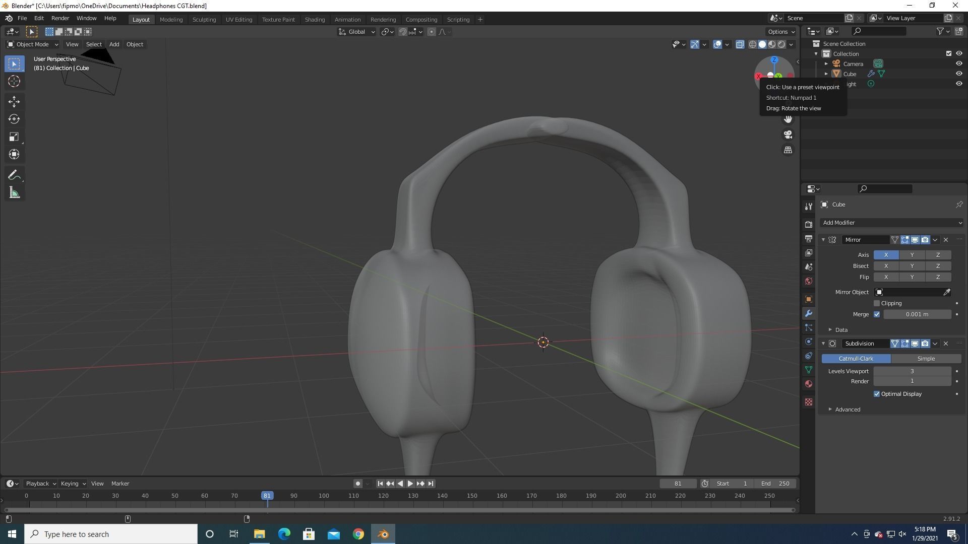 Semi low poly headphones Low-poly 3D model_2