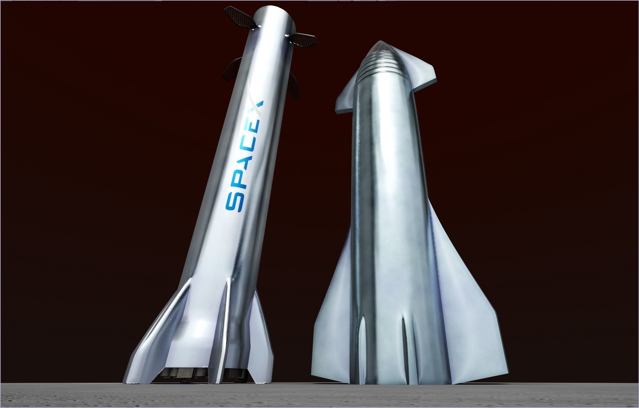 SpaceX Starship and Super Heavy Booster Rocket - 2K PBR Textures Low-poly 3D model_12
