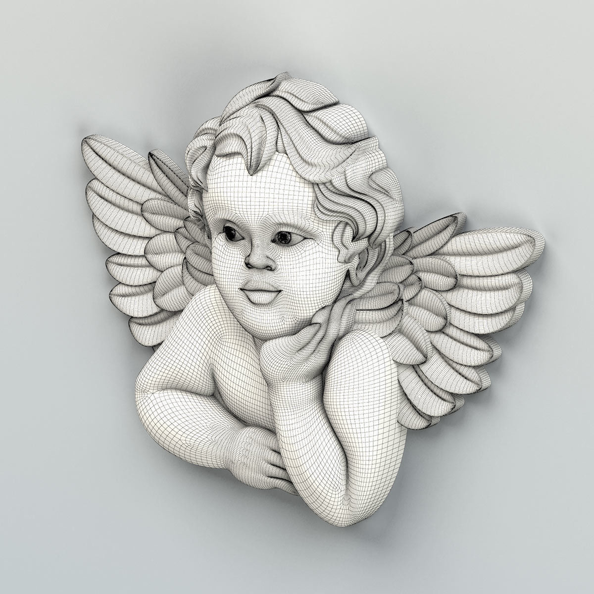 Carved decor central 027 Cupid 3D model_6