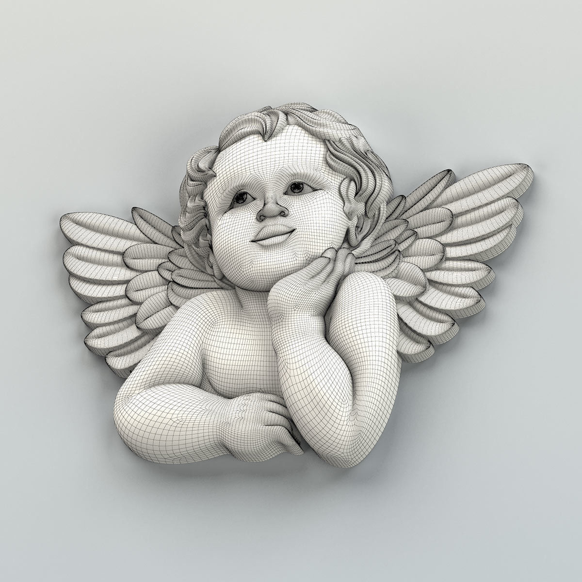 Carved decor central 027 Cupid 3D model_7