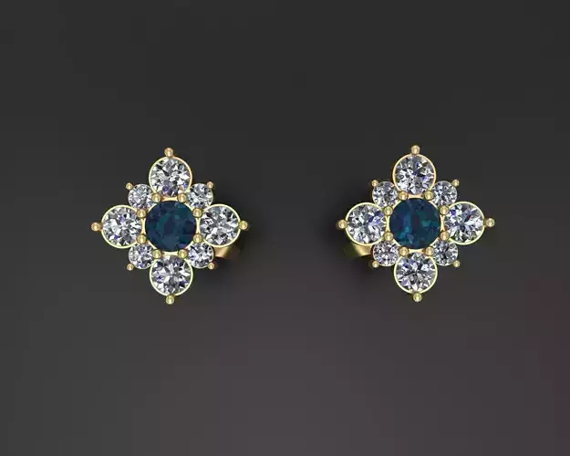 Studs  poussette earrings gem