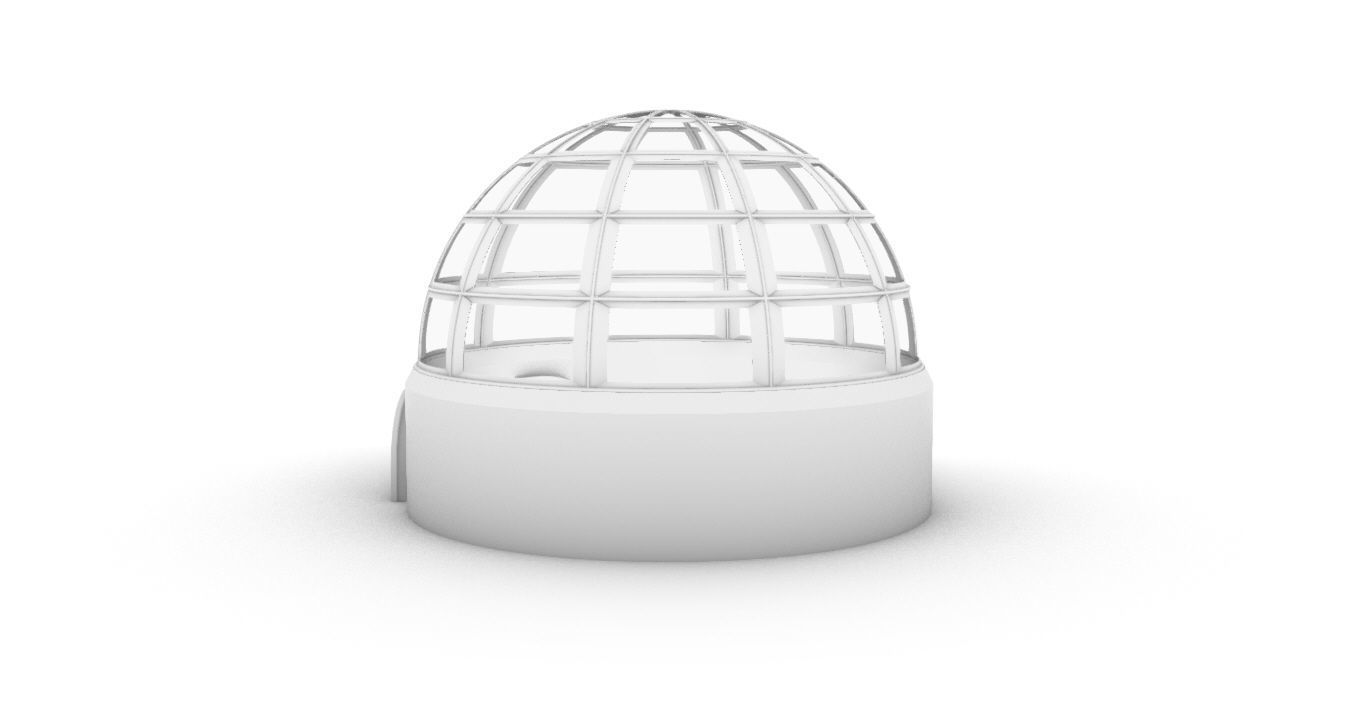 Architectural Dome Building Rectangular Divisions Structure 3D model_46