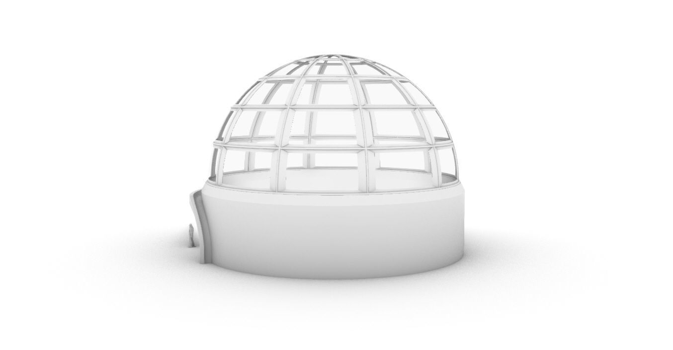 Architectural Dome Building Rectangular Divisions Structure 3D model_45