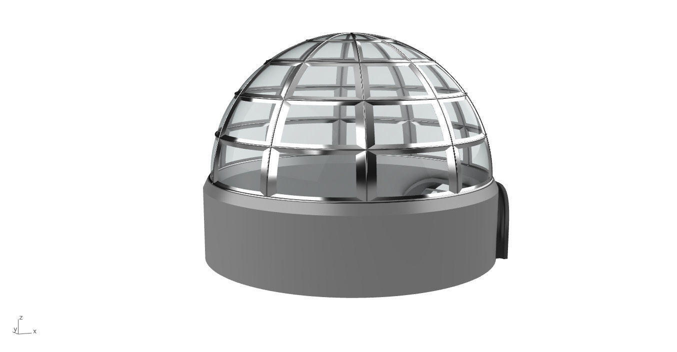 Architectural Dome Building Rectangular Divisions Structure 3D model_14