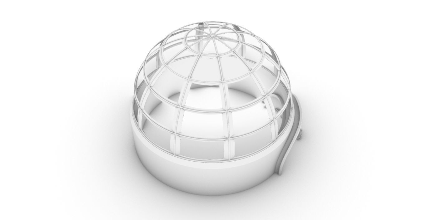 Architectural Dome Building Rectangular Divisions Structure 3D model_39