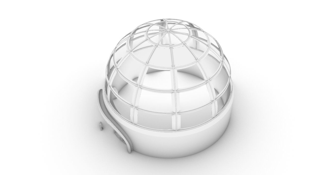 Architectural Dome Building Rectangular Divisions Structure 3D model_33