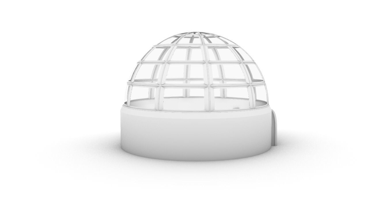 Architectural Dome Building Rectangular Divisions Structure 3D model_50