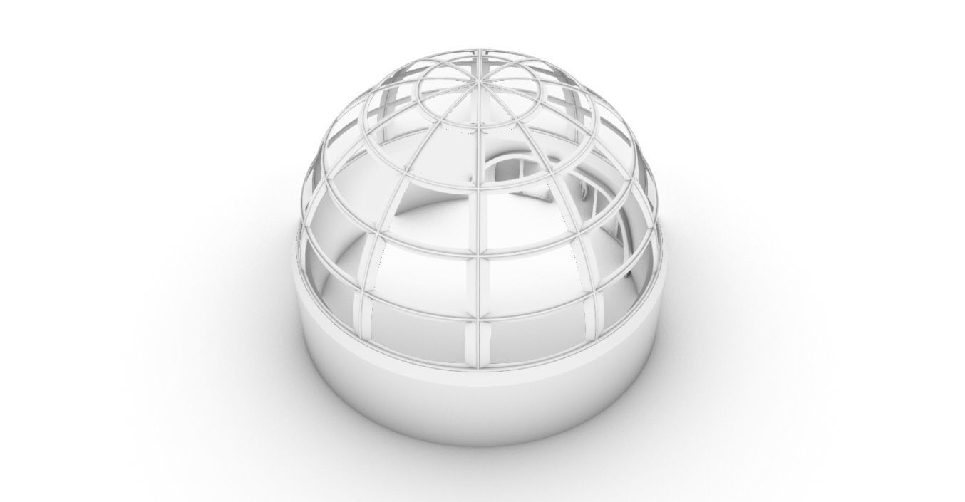 Architectural Dome Building Rectangular Divisions Structure 3D model_37