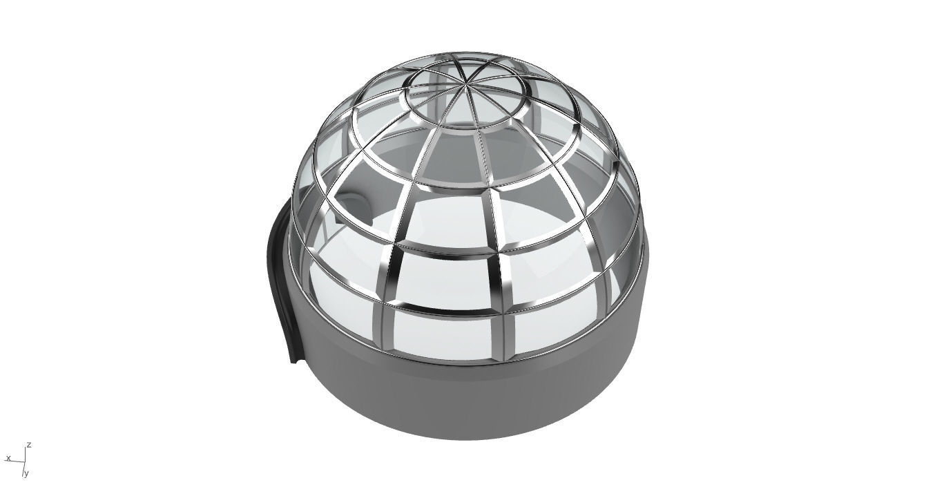Architectural Dome Building Rectangular Divisions Structure 3D model_22