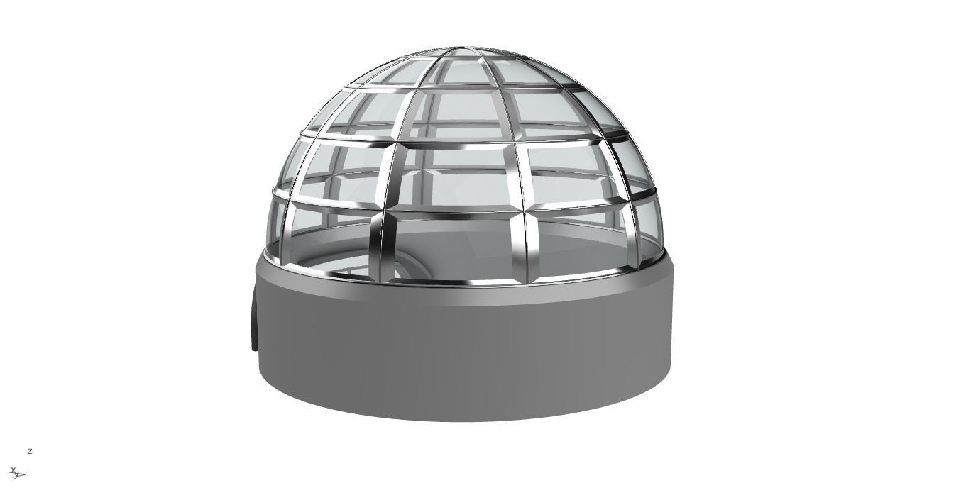 Architectural Dome Building Rectangular Divisions Structure 3D model_10