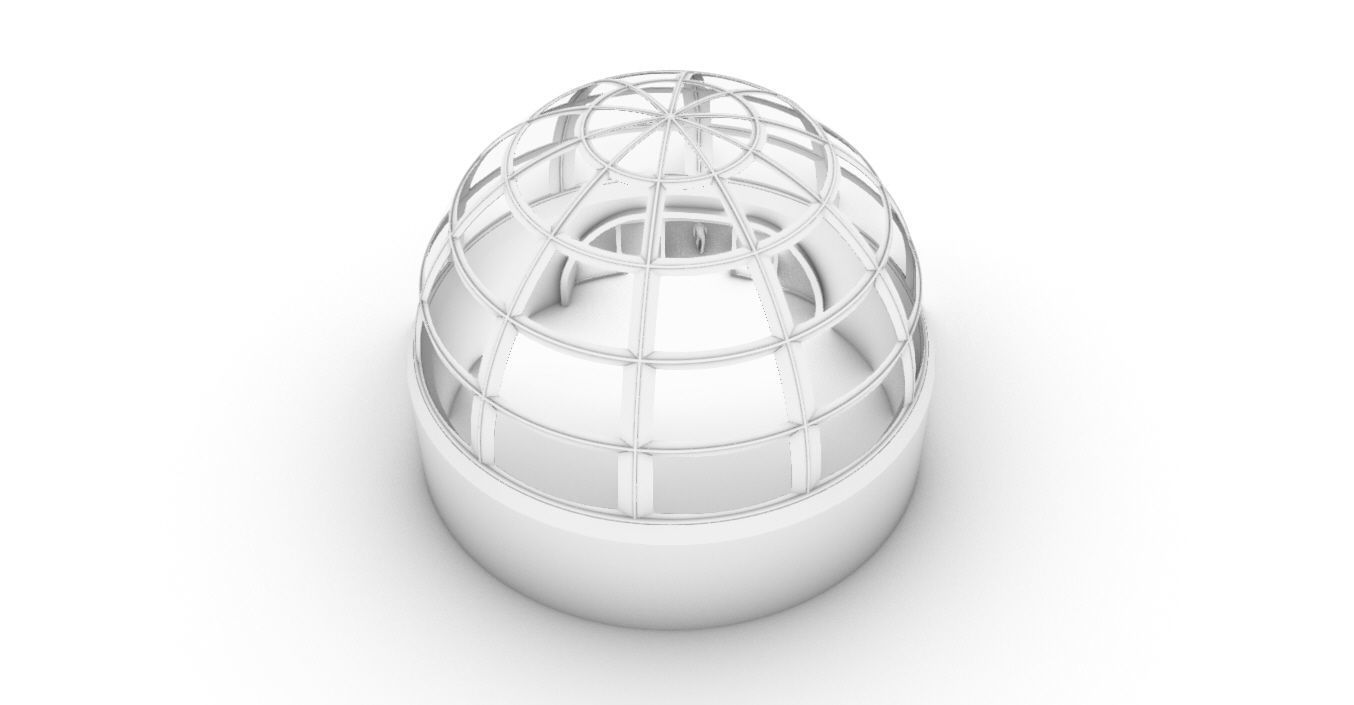 Architectural Dome Building Rectangular Divisions Structure 3D model_36