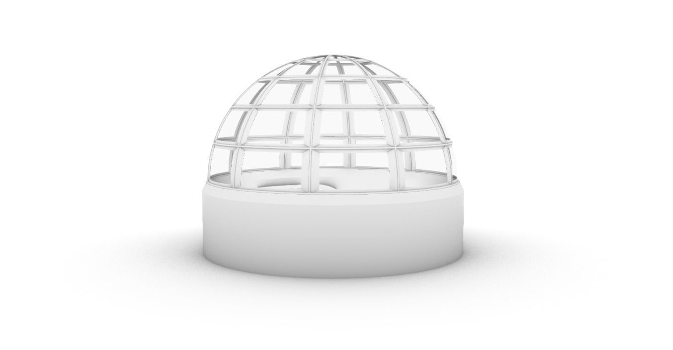 Architectural Dome Building Rectangular Divisions Structure 3D model_47