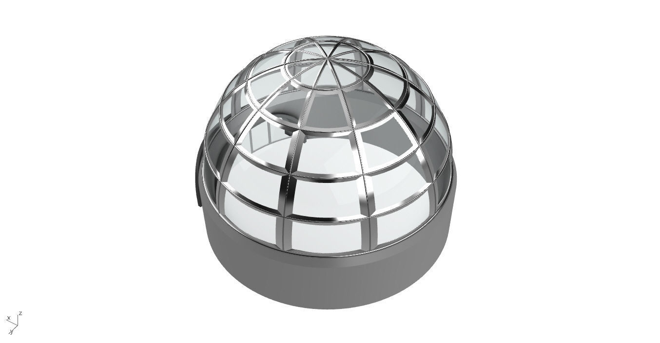 Architectural Dome Building Rectangular Divisions Structure 3D model_23